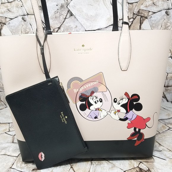 #bagsavenue FAST SHIPPING Minnie Mouse Black Reversible Pink Tote Kate Spade - Picture 5 of 16